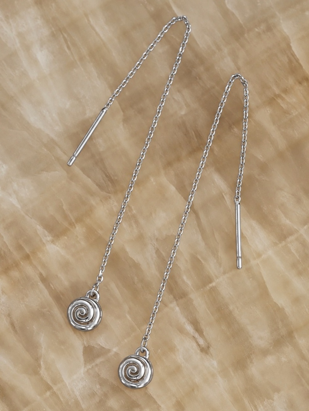 Luv Aj Silver Swirl Threader Drop Earrings